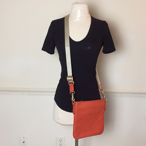 Ralph Lauren Handbags - Ralph Lauren Orange leather embossed crossbody bag
